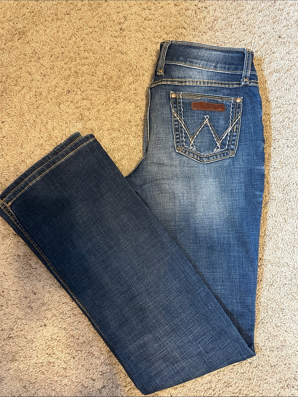 Wrangler Women's Dark Blue Bootcut Jeans with Embroidered Back Pocket